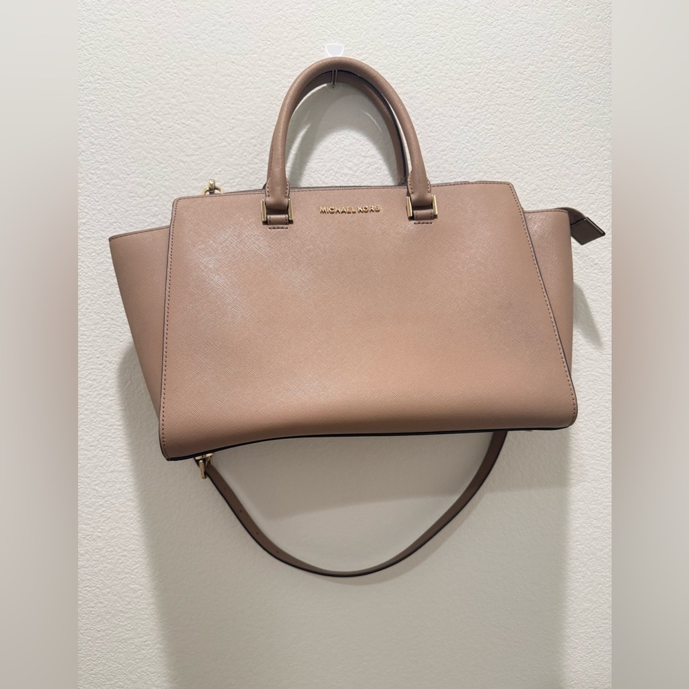 Michael Kors Neutral blush/ taupe Leather Satchel